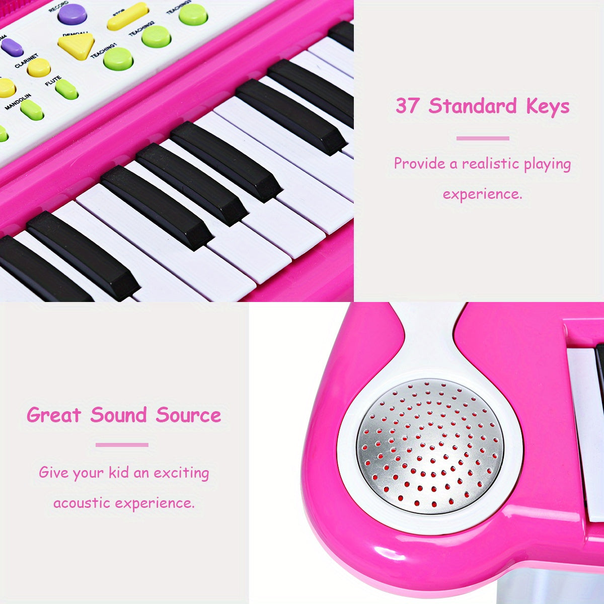 Pink LIFEZEAL 37Key Kids Keyboard with Stool  Mic Provain Shop