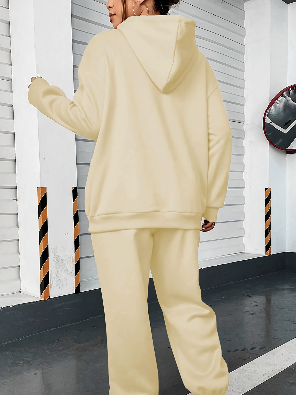 Women's Casual Hoodie & Jogger Set - Geometric Print, Long Sleeve with Kangaroo Pocket, Polyester Blend, Machine Washable - Perfect for Fall/Winter Provain Shop