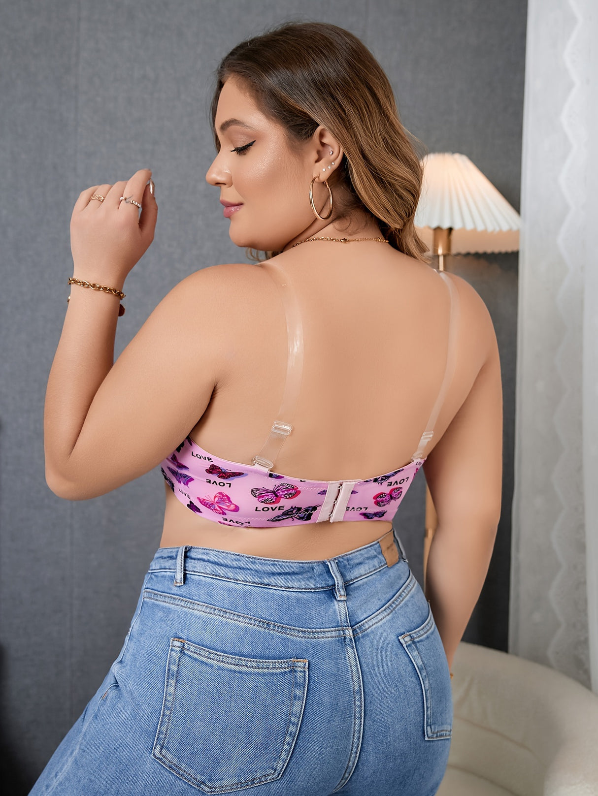 Y2K Plus Size Butterfly Print PushUp Bra Provain Shop