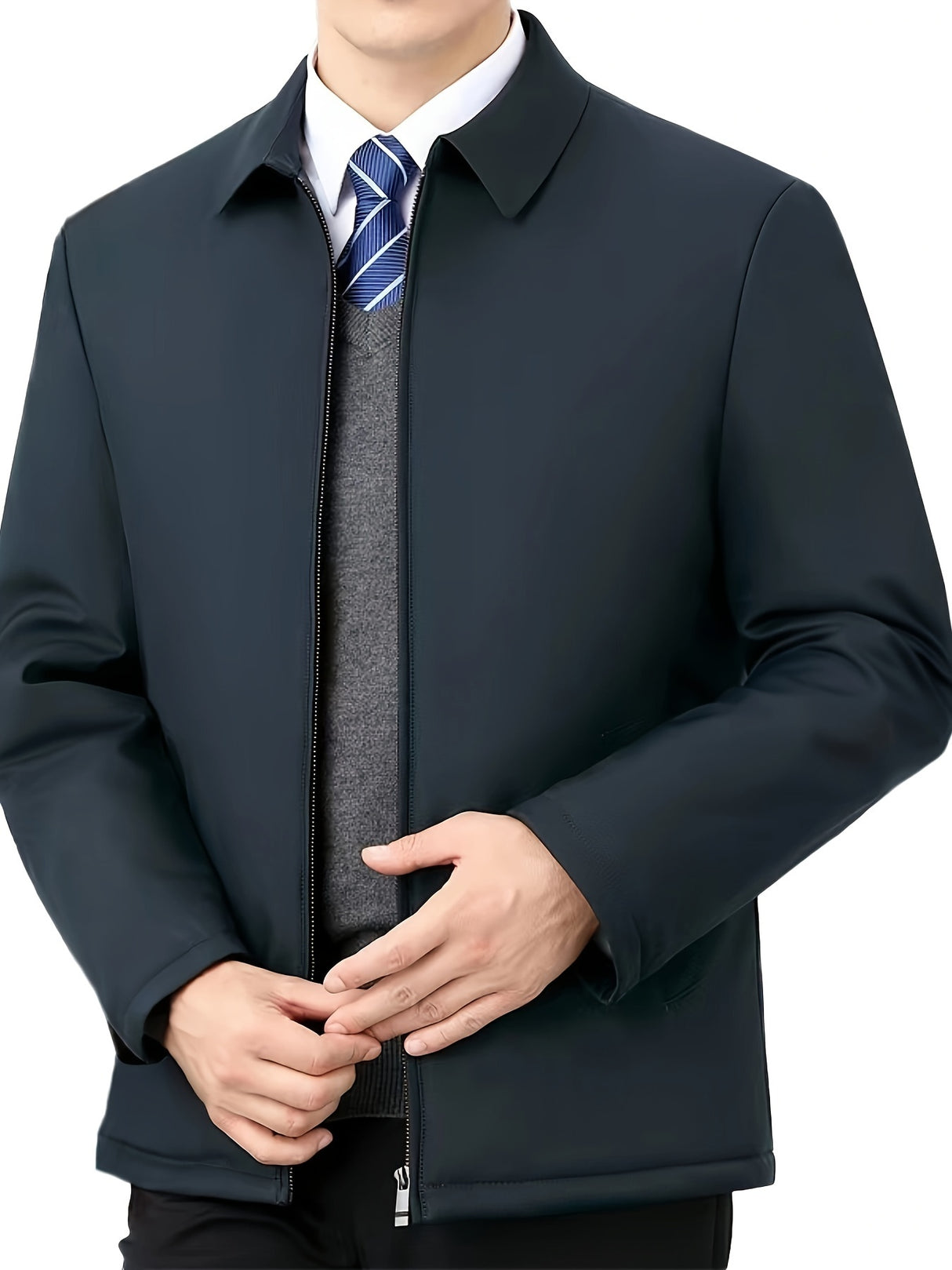 Mens Winter Solid Color ZipUp Warm Jacket Provain Shop