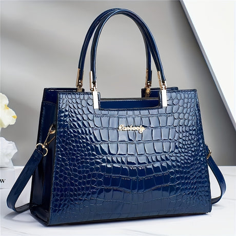 Elegant SolidColor Womens Handbag with Crocodile Pattern Provain Shop