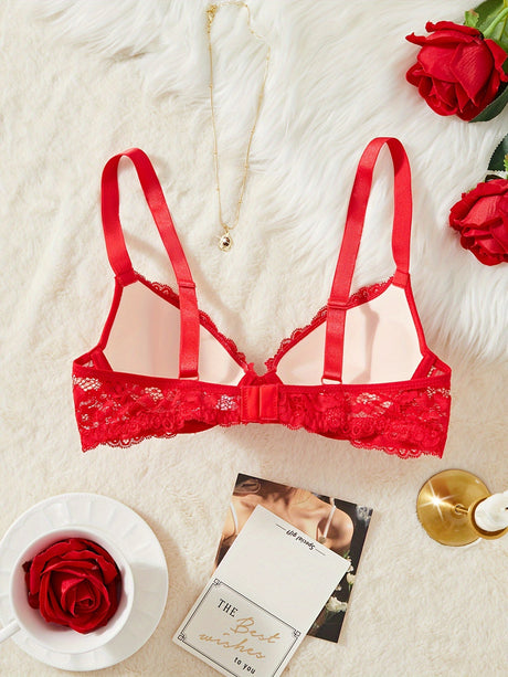 Elegant Lace PushUp Bra with Floral Knit Underwire Provain Shop