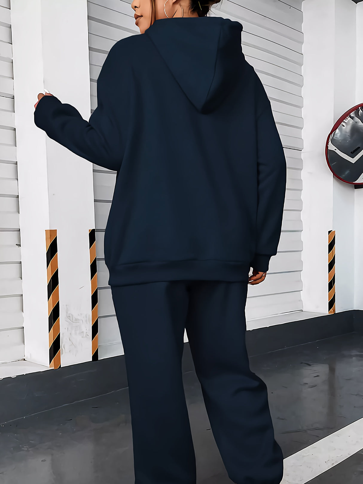 Women's Casual Hoodie & Jogger Set - Geometric Print, Long Sleeve with Kangaroo Pocket, Polyester Blend, Machine Washable - Perfect for Fall/Winter Provain Shop