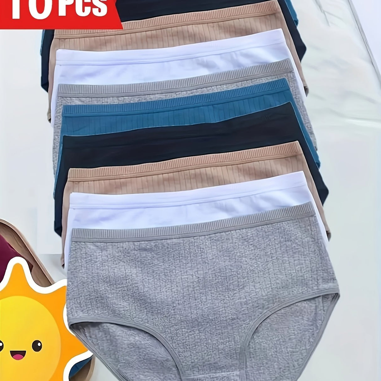 10Pack Plus Size HighWaist Cotton Tummy Control Panties Provain Shop