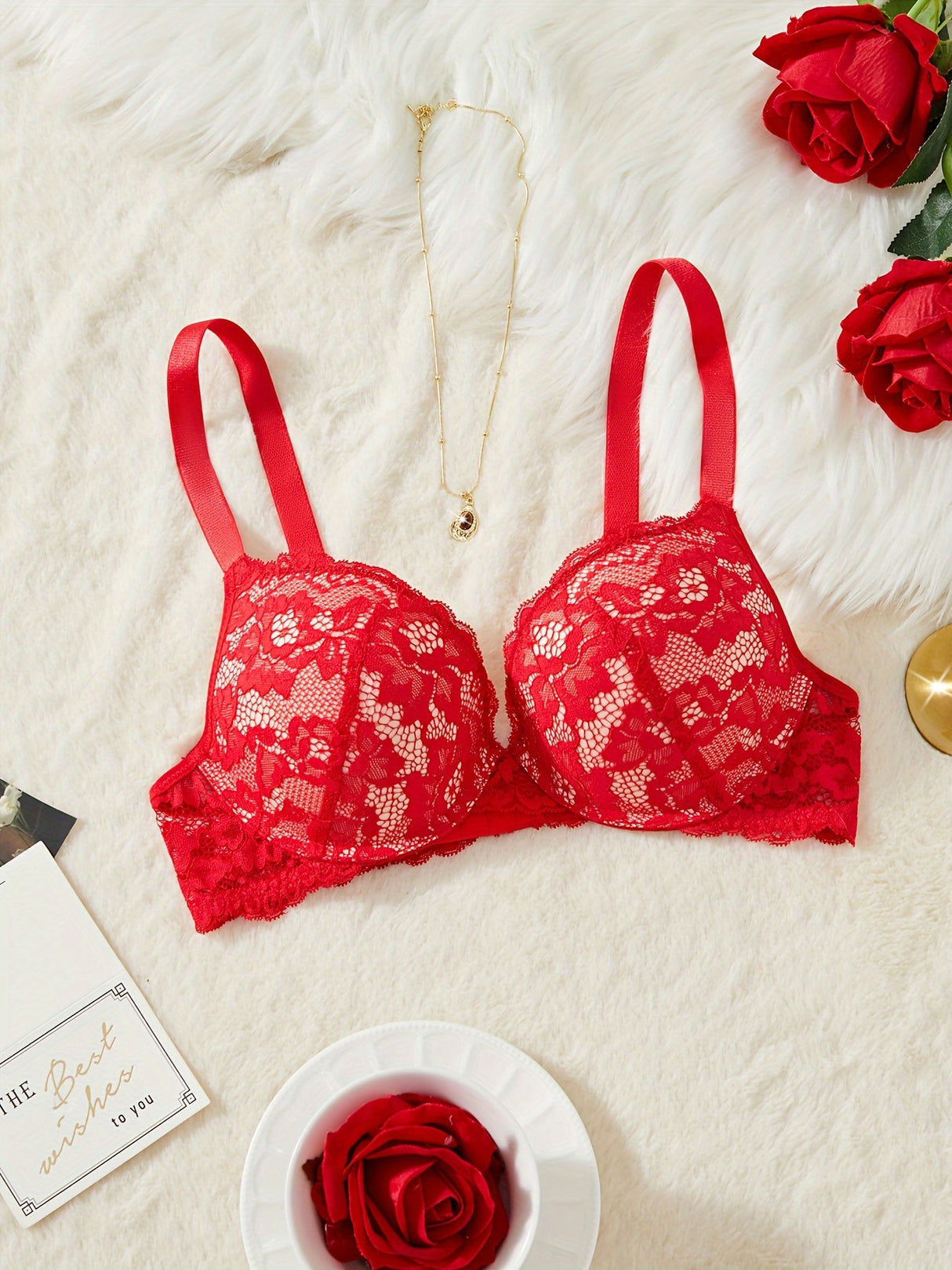 Elegant Lace PushUp Bra with Floral Knit Underwire Provain Shop