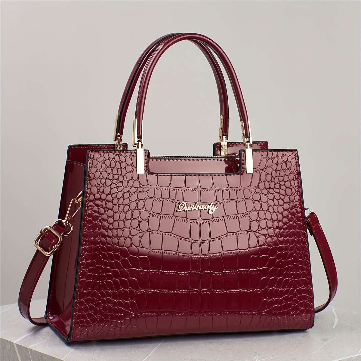 Elegant SolidColor Womens Handbag with Crocodile Pattern Provain Shop