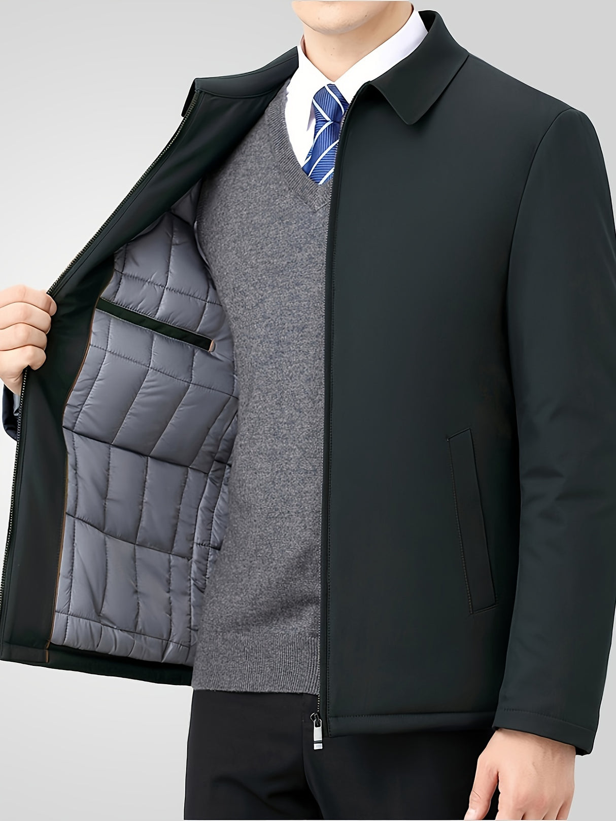 Mens Winter Solid Color ZipUp Warm Jacket Provain Shop