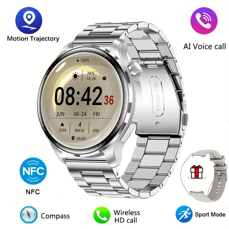Mens 360 HD GPS Smartwatch with AI Voice  NFC Provain Shop