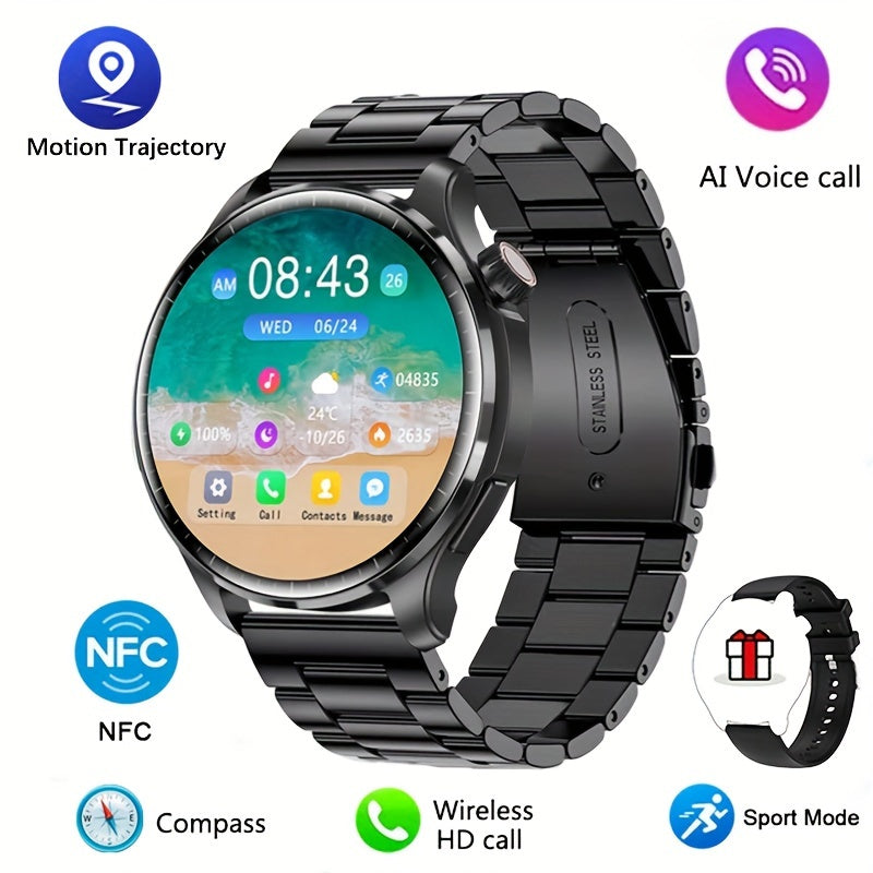 Mens 360 HD GPS Smartwatch with AI Voice  NFC Provain Shop