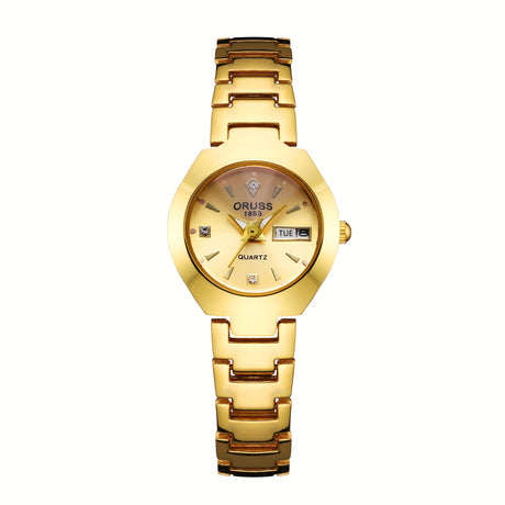Elegant Womens Gold Rhinestone Quartz Watch with Calendar Provain Shop