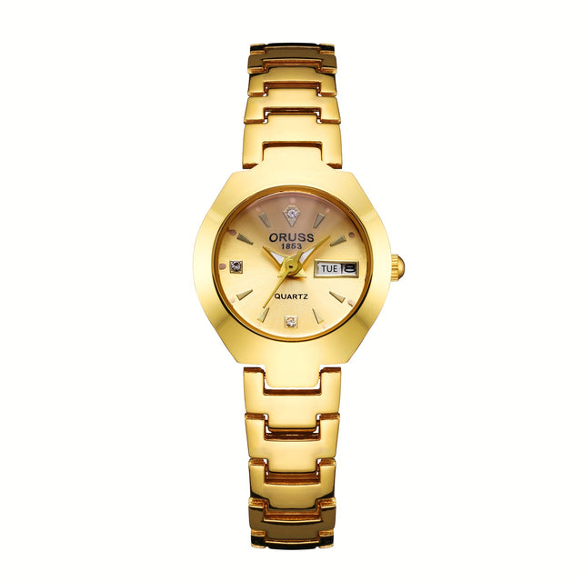 Elegant Womens Gold Rhinestone Quartz Watch with Calendar Provain Shop
