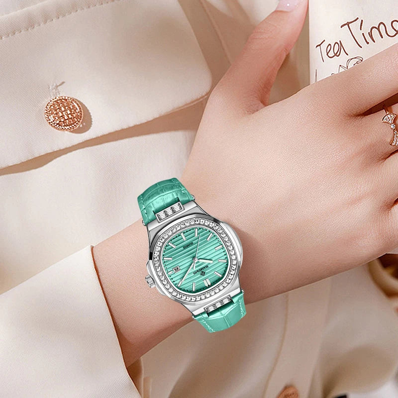 Elegant Retro Diamond Leather Quartz Watch for Women Provain Shop