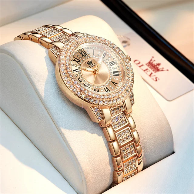 OLEVS Diamond Ladies Luxury Waterproof Stainless Steel Dress Watch Provain Shop