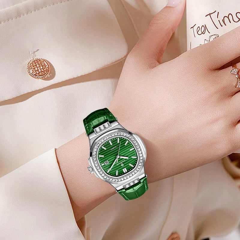 Elegant Retro Diamond Leather Quartz Watch for Women Provain Shop