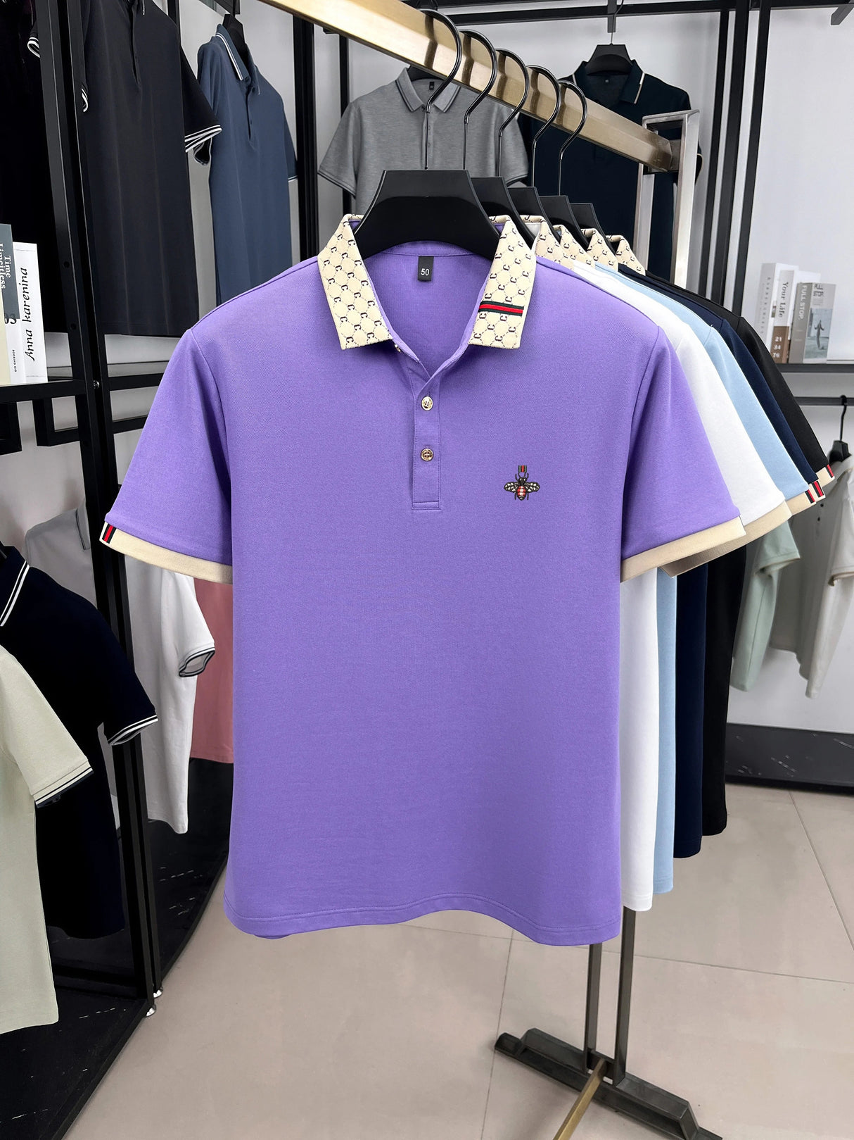Luxury Bee Jacquard Polo Summer Fashion Trend Tee Provain Shop