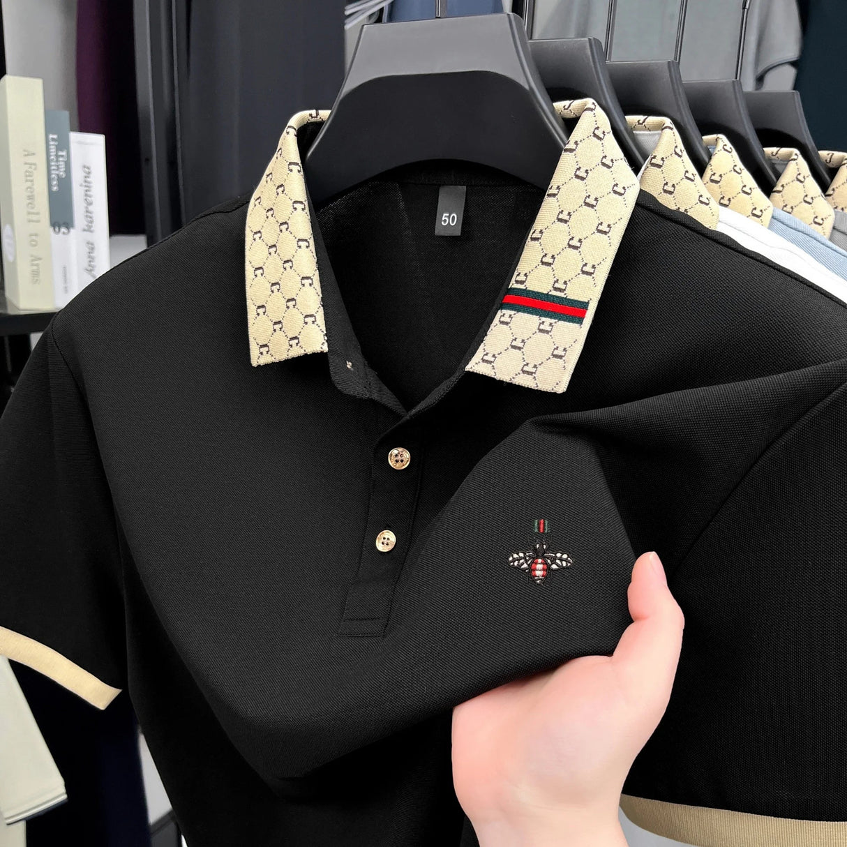 Luxury Bee Jacquard Polo Summer Fashion Trend Tee Provain Shop