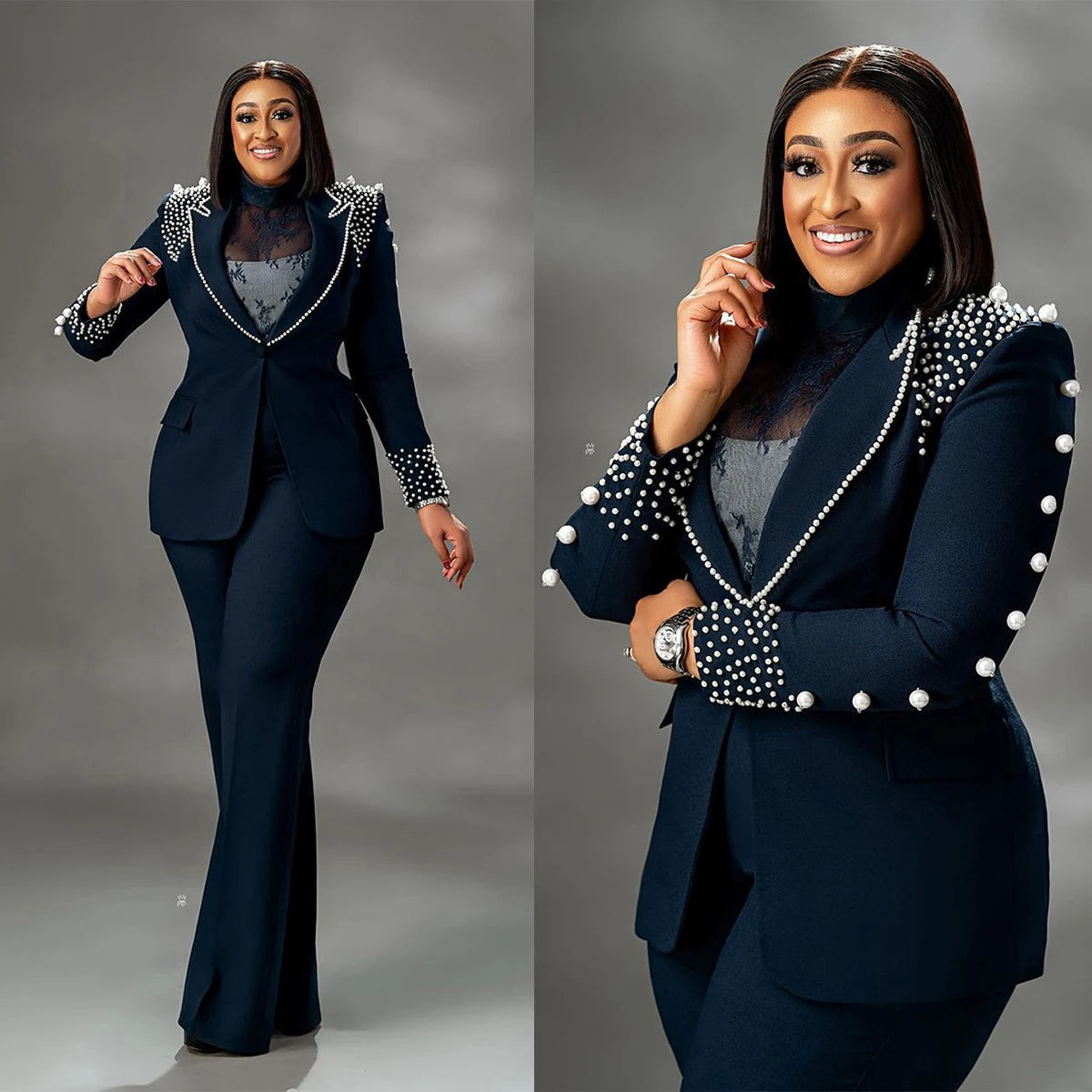 Elegant Pearl Vintage Blazer Flare Pants Prom Suit Provain Shop