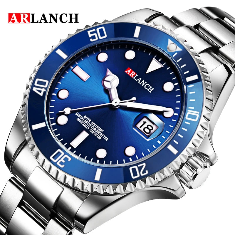 Classic Stainless Steel Dive Watch RedBlue Calendar Quartz Provain Shop