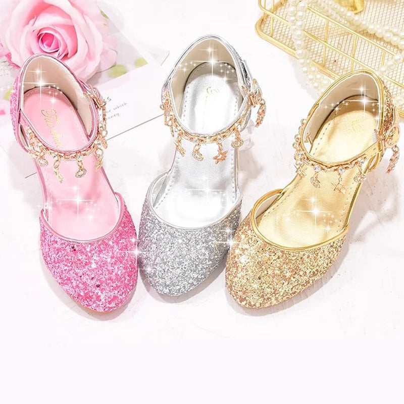 Sparkling Gold Girls Heels for Princess Flowergirl Dresses Provain Shop