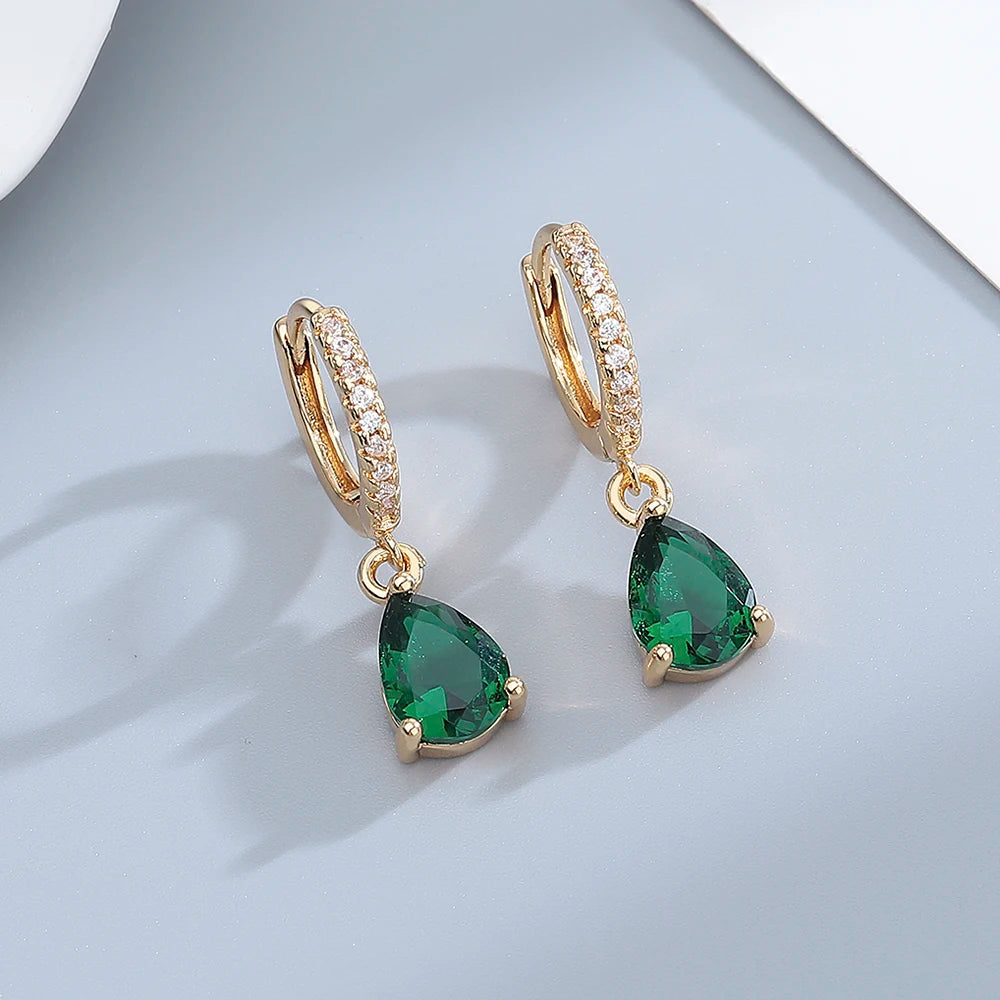 Elegant Emerald Ruby Zirconia Hoop Earrings for Her Provain Shop