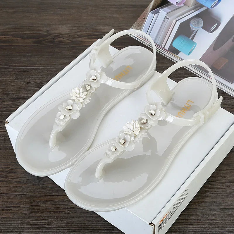 Comfortable Womens Floral Summer Beach Jelly Thong Slides Provain Shop