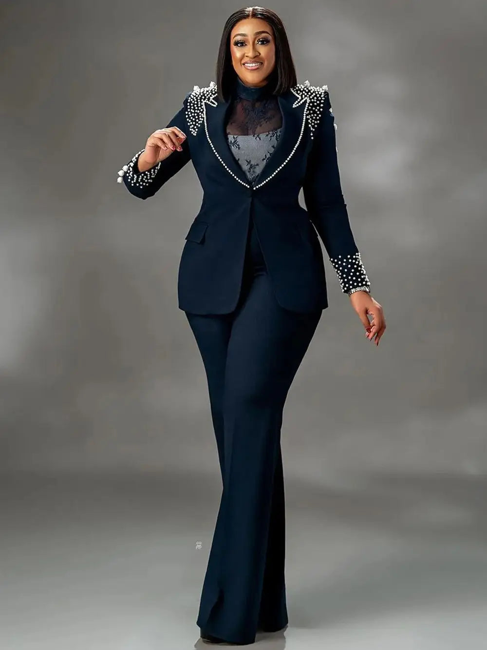 Elegant Pearl Vintage Blazer Flare Pants Prom Suit Provain Shop