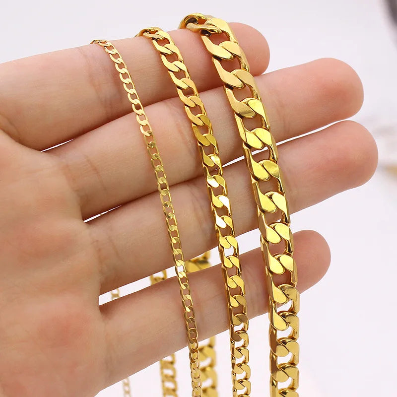 24K Pure Gold Cuban Chain Necklace for Him Her Provain Shop