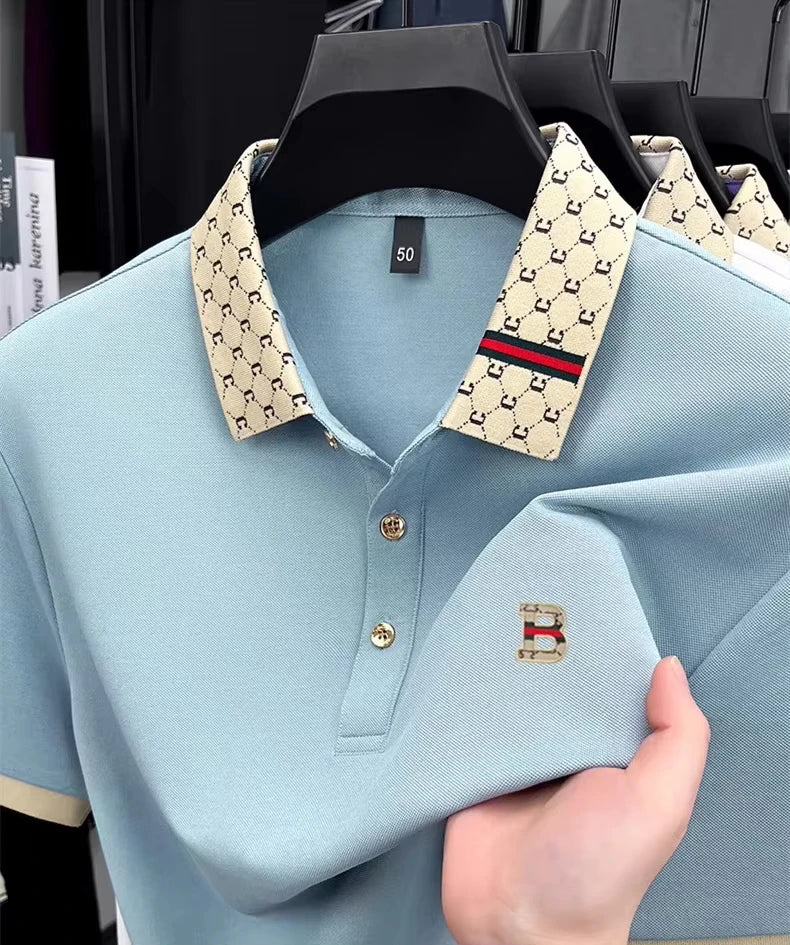 B Logo Colorblock Mens Summer Polo Lightweight Luxury Provain Shop