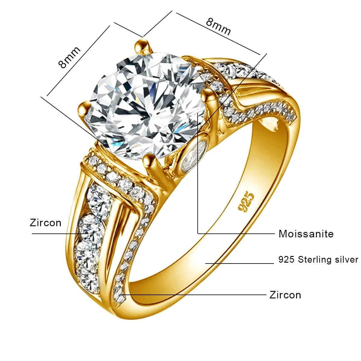 Sparkling 2ct D VVS1 Moissanite Diamond Engagement Ring Provain Shop