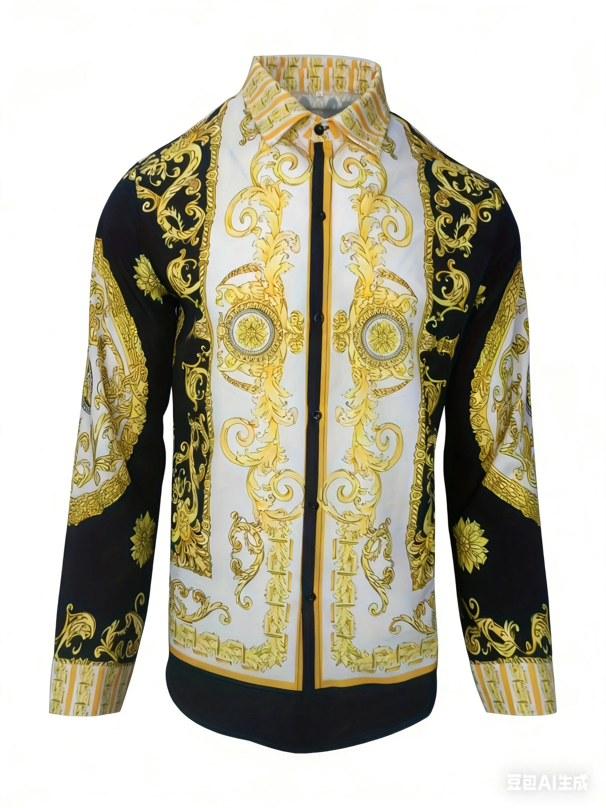 Baroque Print Long Sleeve Luxury Retro Casual Shirt Provain Shop