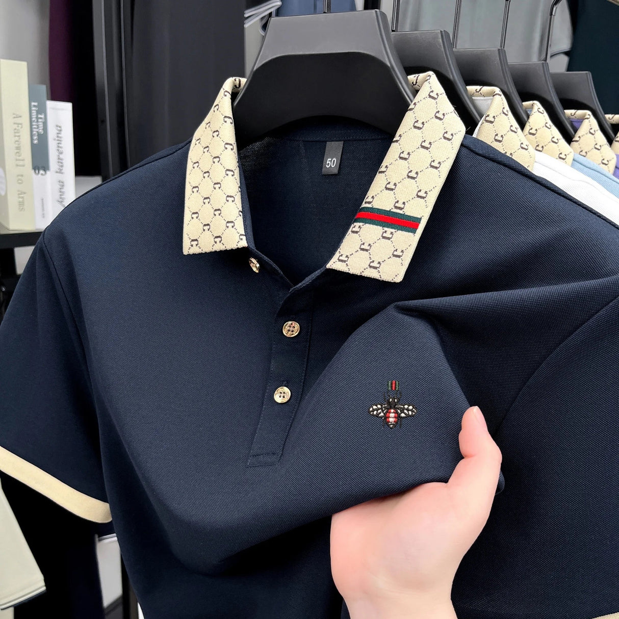 Luxury Bee Jacquard Polo Summer Fashion Trend Tee Provain Shop