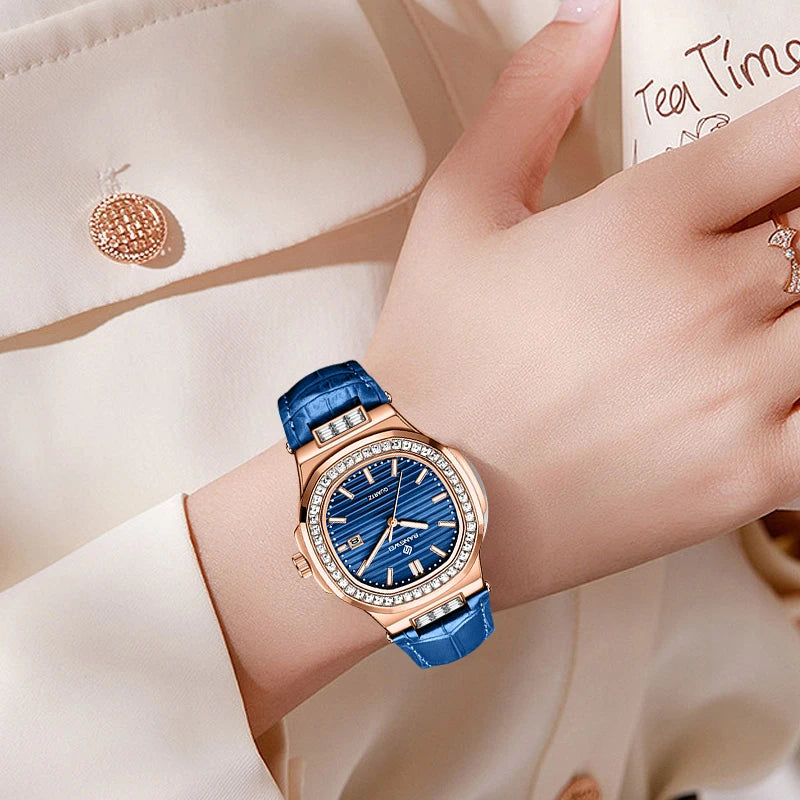 Elegant Retro Diamond Leather Quartz Watch for Women Provain Shop