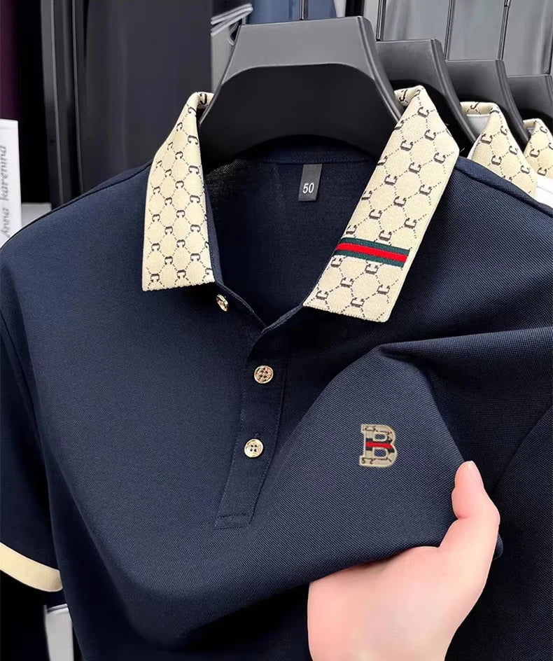 B Logo Colorblock Mens Summer Polo Lightweight Luxury Provain Shop