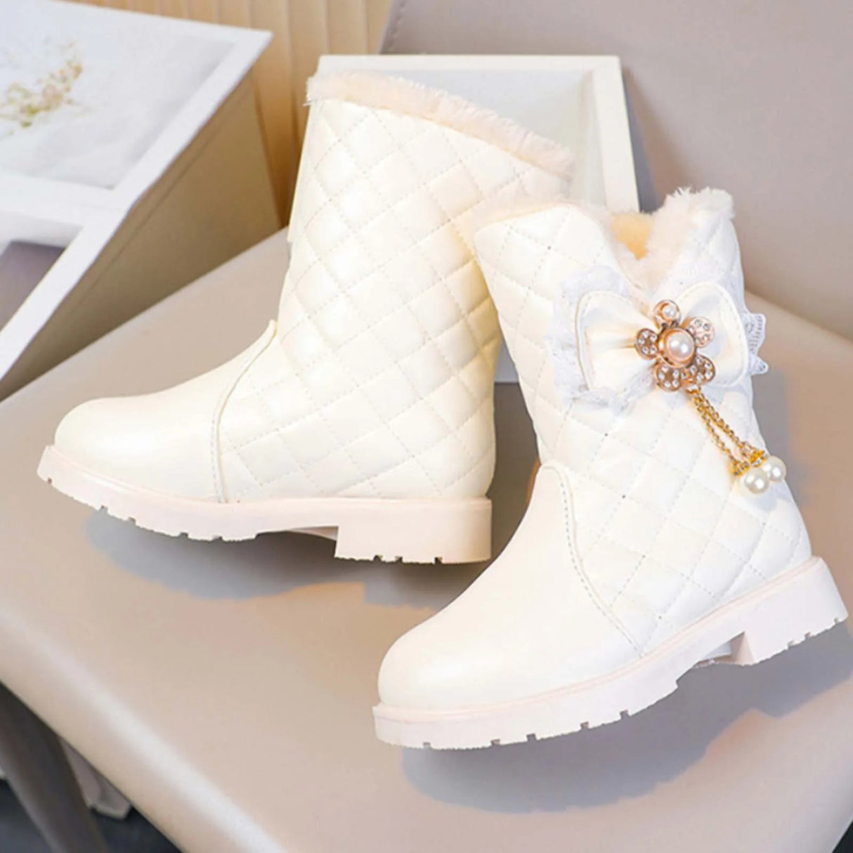 Chic Bow Warm Winter Ankle Boots for Girls Provain Shop