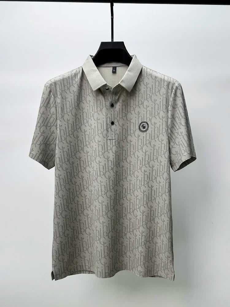 Mens Luxurious Embossed Silk Polo Cool Summer Fashion Provain Shop