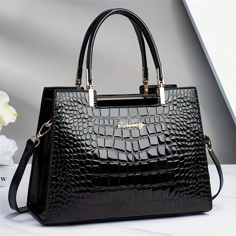 Elegant SolidColor Womens Handbag with Crocodile Pattern Provain Shop