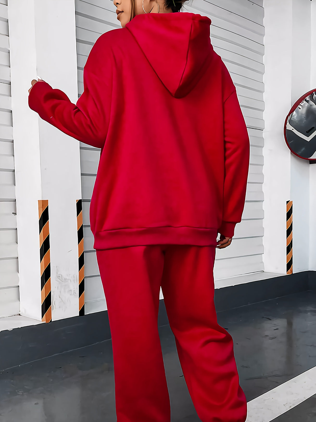 Women's Casual Hoodie & Jogger Set - Geometric Print, Long Sleeve with Kangaroo Pocket, Polyester Blend, Machine Washable - Perfect for Fall/Winter Provain Shop