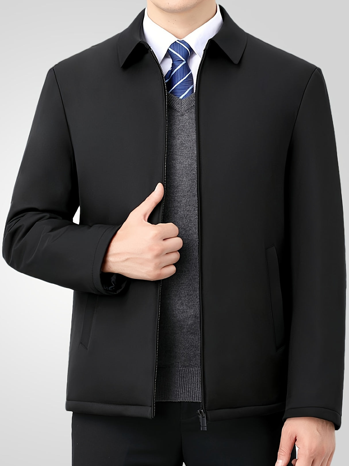 Mens Winter Solid Color ZipUp Warm Jacket Provain Shop