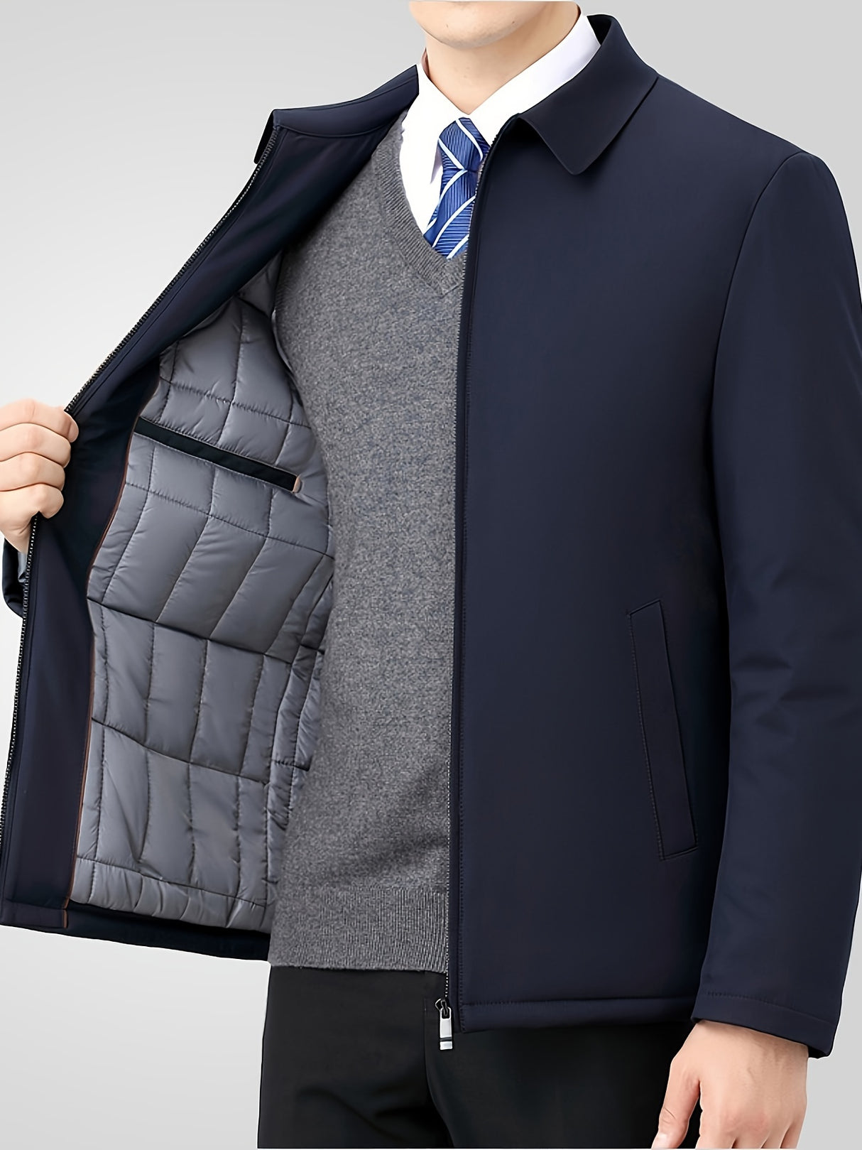 Mens Winter Solid Color ZipUp Warm Jacket Provain Shop