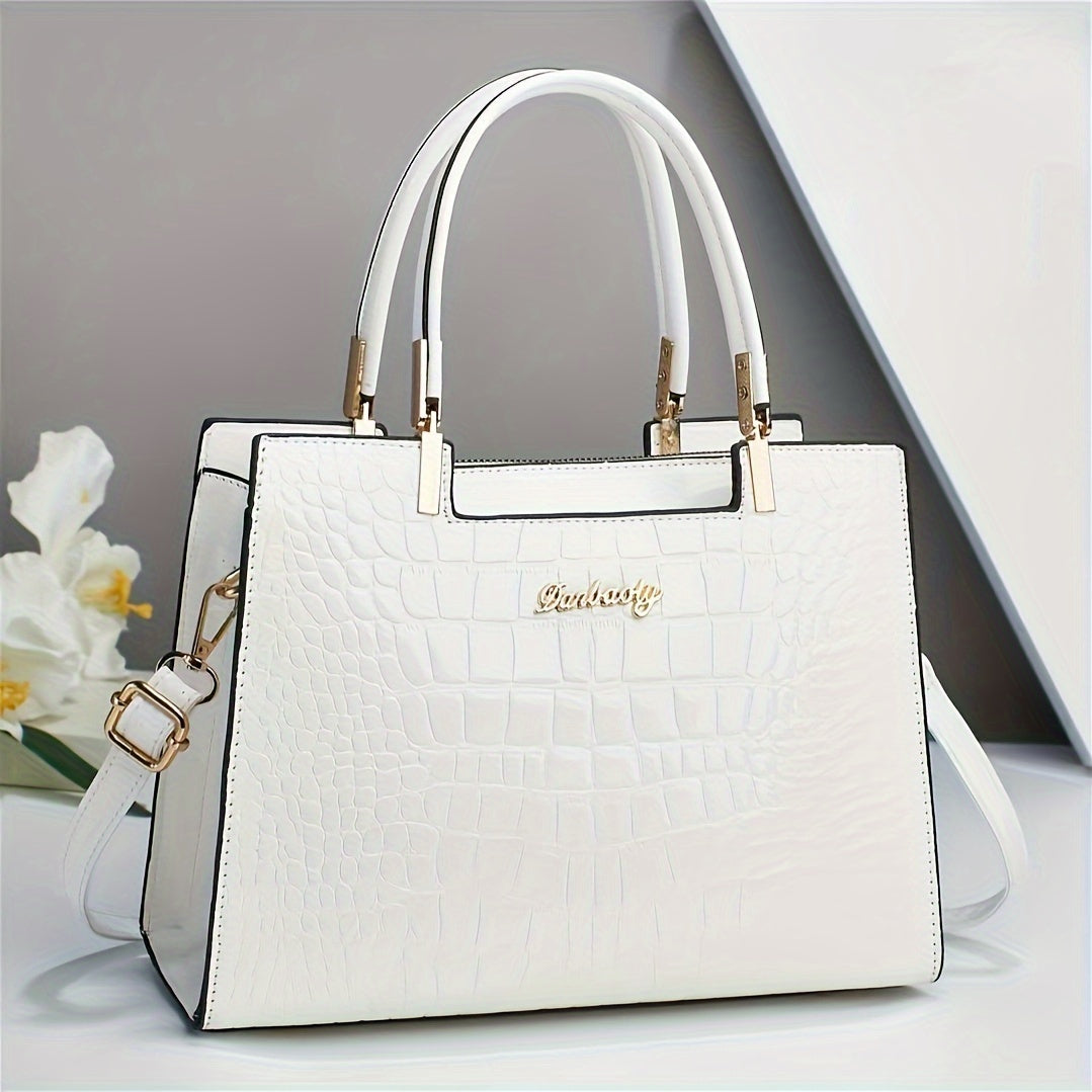 Elegant SolidColor Womens Handbag with Crocodile Pattern Provain Shop