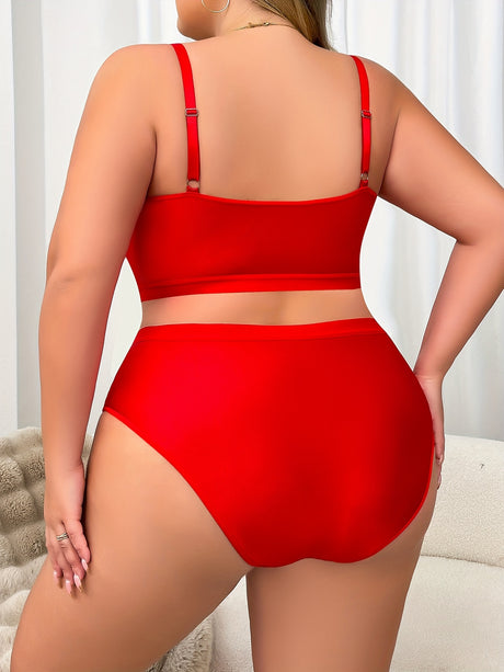 PlusSize Red Knit Lingerie Set Elegant  Sexy Provain Shop