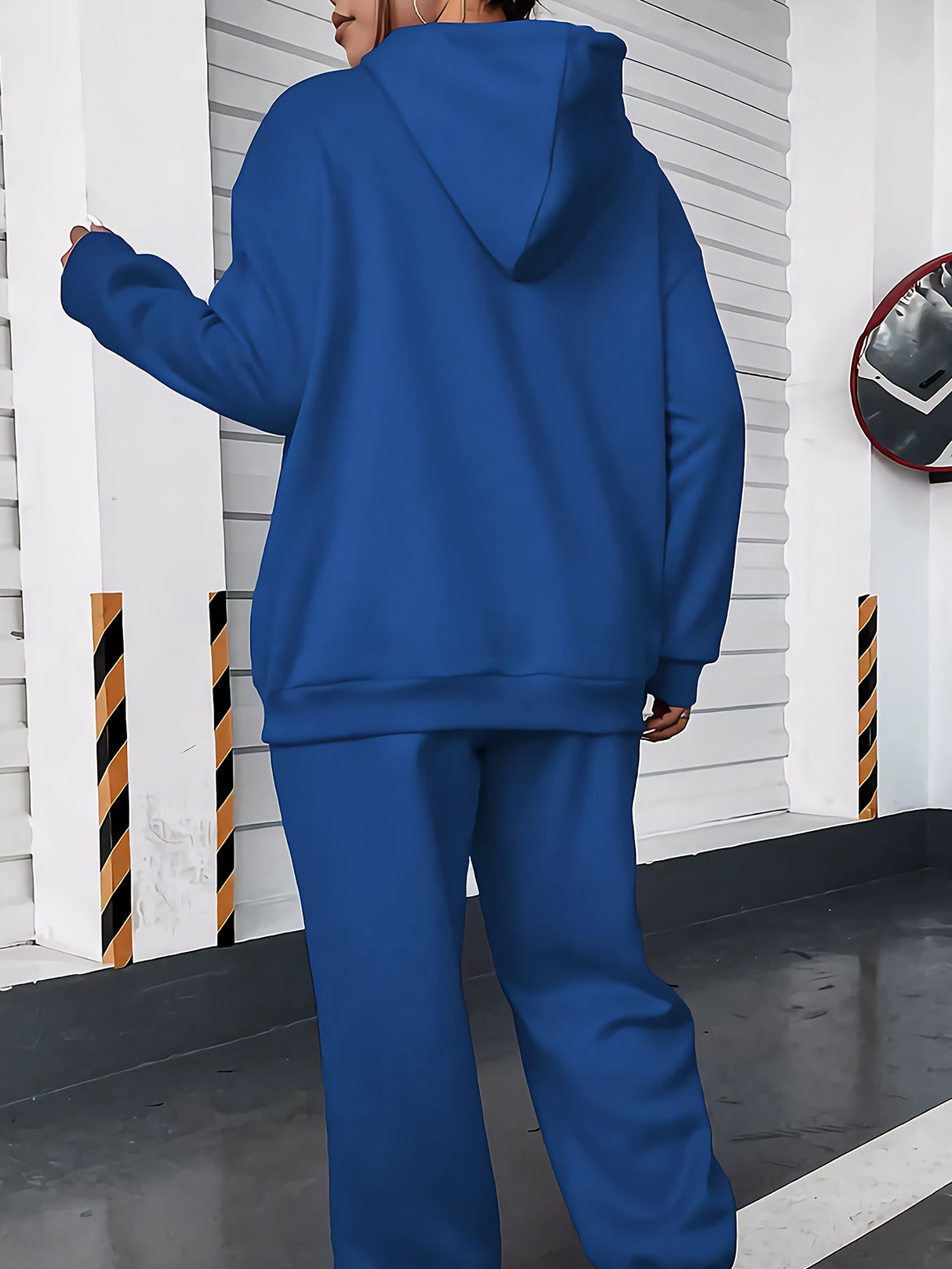 Women's Casual Hoodie & Jogger Set - Geometric Print, Long Sleeve with Kangaroo Pocket, Polyester Blend, Machine Washable - Perfect for Fall/Winter Provain Shop