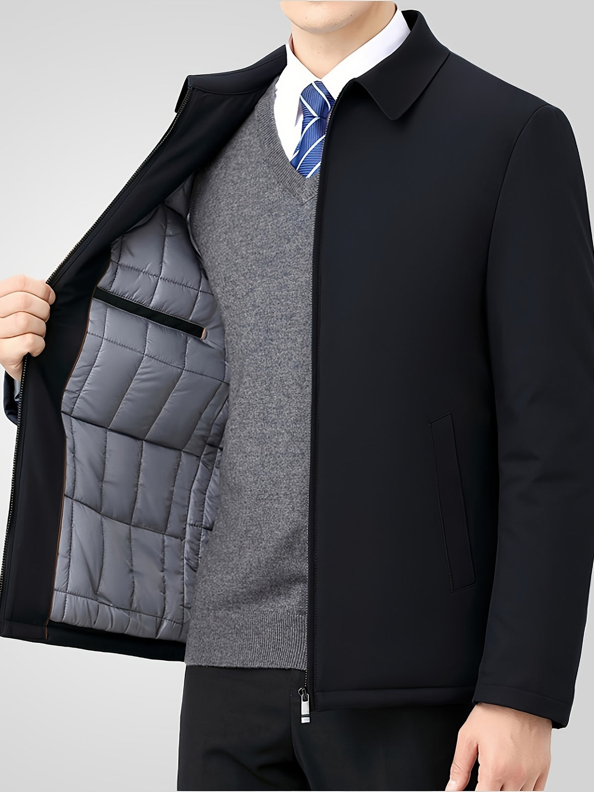 Mens Winter Solid Color ZipUp Warm Jacket Provain Shop