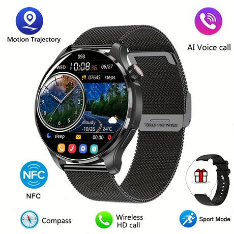Mens 360 HD GPS Smartwatch with AI Voice  NFC Provain Shop