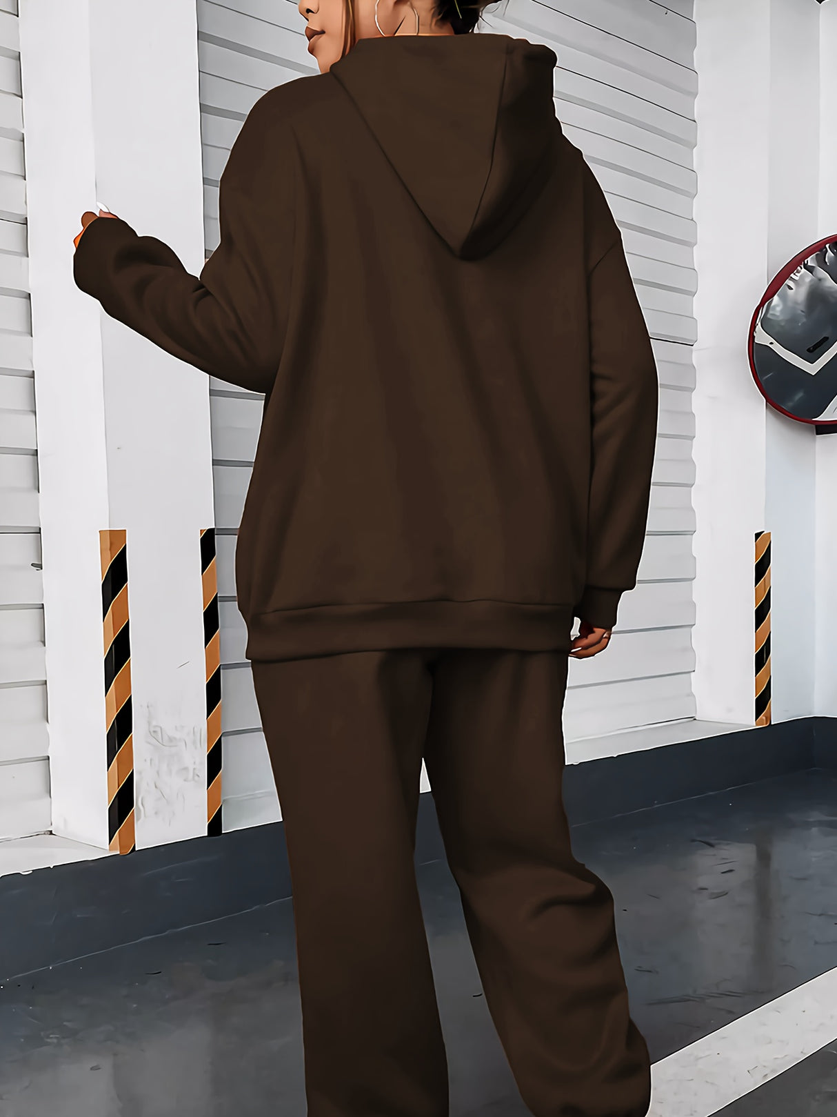 Women's Casual Hoodie & Jogger Set - Geometric Print, Long Sleeve with Kangaroo Pocket, Polyester Blend, Machine Washable - Perfect for Fall/Winter Provain Shop