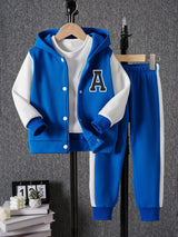 Boys Color Block Varsity Jacket and Pants Set Provain Shop