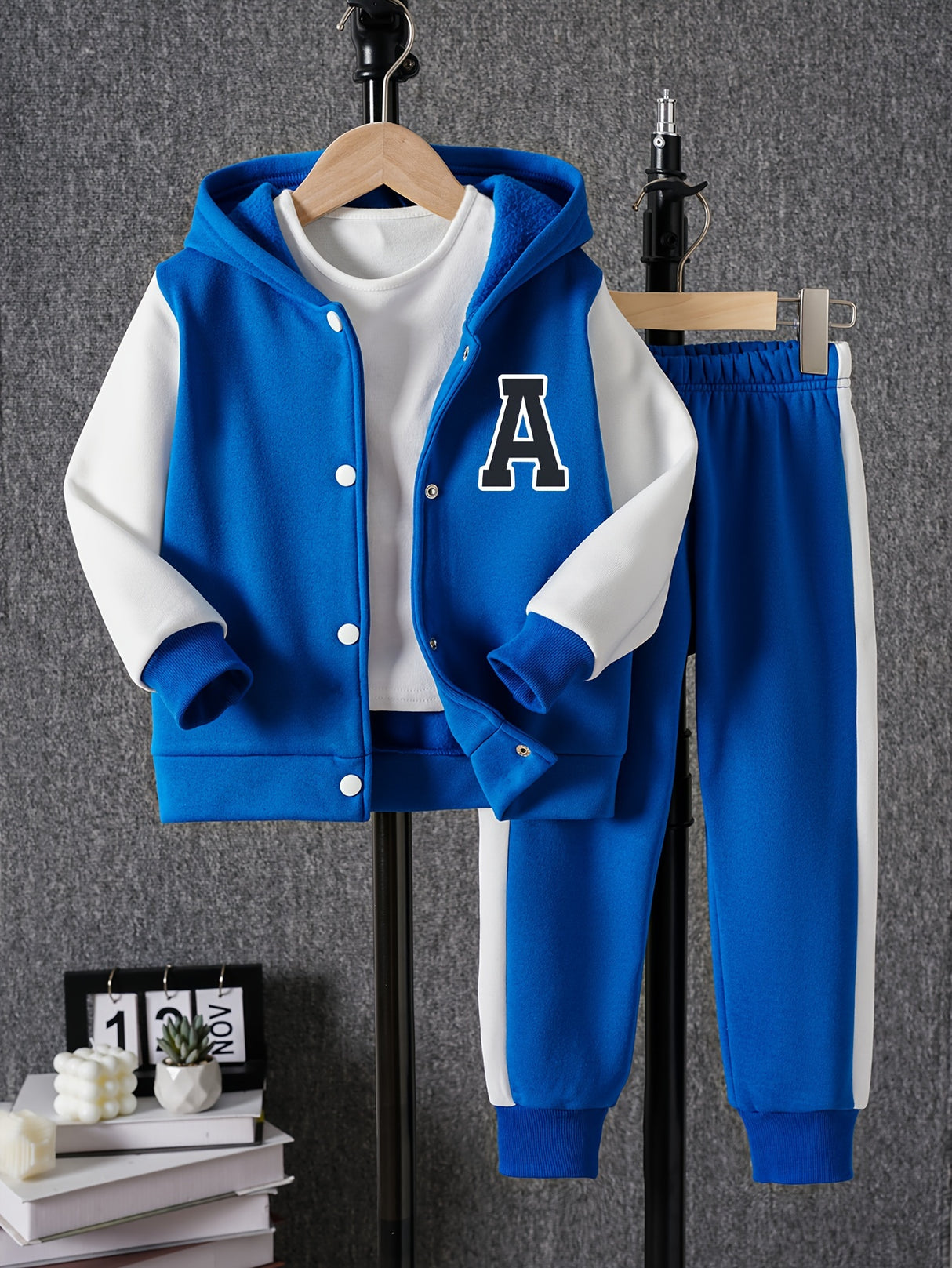 Boys Color Block Varsity Jacket and Pants Set Provain Shop