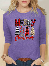 Womens Cozy Christmas Letter Print Sweatshirt Provain Shop