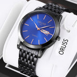 Provain Shop Men's Business Minimalist Quartz Watch Waterproof Luminous Fashion Date Dial Analog Steel Band Wrist Watch 