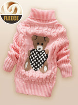 Provain Shop Child's Winter Delight: Cozy Bear Fleece Turtleneck - Stylish, Comfortable & Easy-Care, Unisex Knit Sweater 